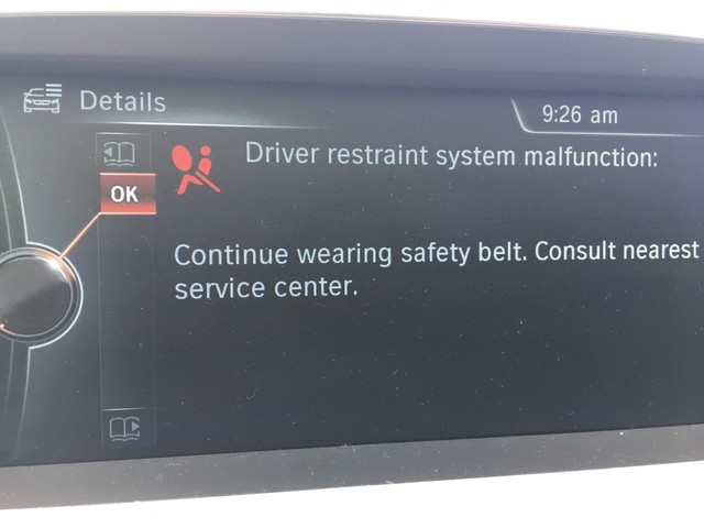 Driver Restraint System Malfunction Bmw